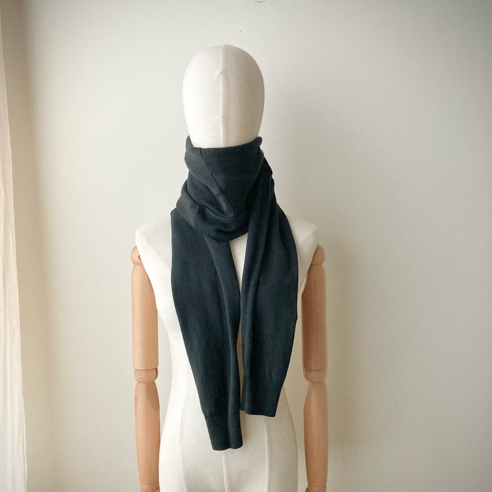 joodito 100% merino wool sweater wrap scarf long origami boro snake winter black - Picture 4 of 12